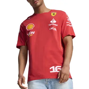 PUMA Mens Scuderia Ferrari Leclerc Logo Crew Neck Short Sleeve Casual Tops Casual - Red