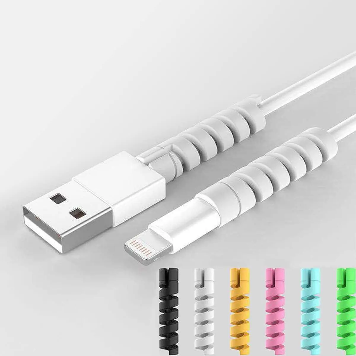 30 Pack Charger Cable Saver, Silicone Flexible Cord Protector, Mouse Cable Wire Protector Compatible for iPhone, iPad, iPod, MacBook (Black, Pink, Grey, Yellow, Blue, Green)