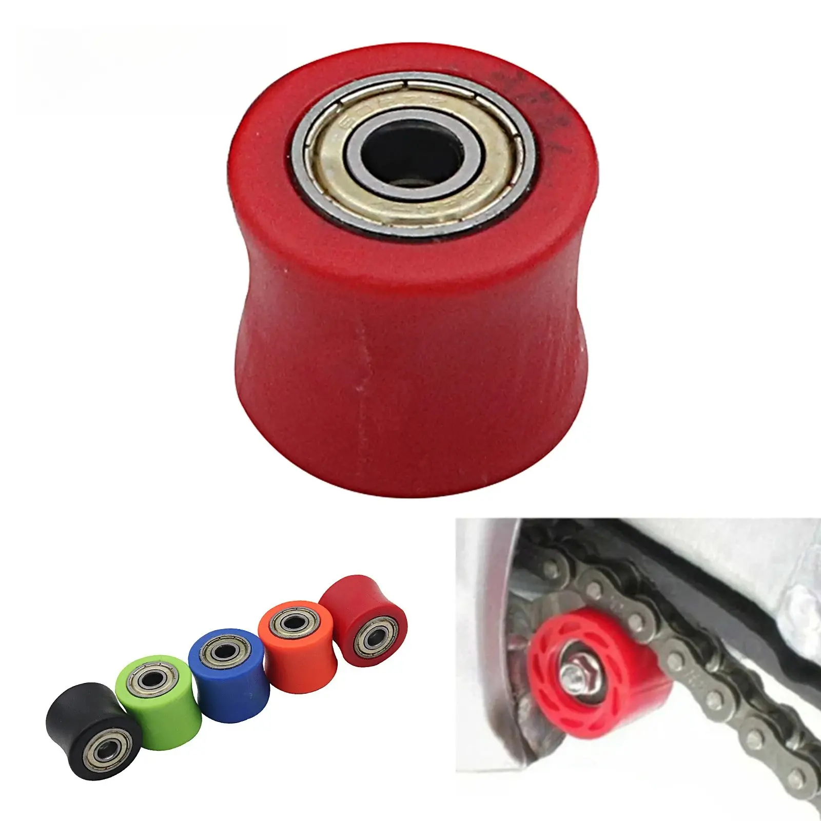 100% Brand New Rubber-Steel Motorcycle Chain Roller Tensioner Pulley Wheel Guide, M8-M10 Sizes, for XR CR CRF Series 125/250/450 Dirt Bike Motocross
