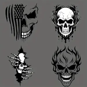 Skull Pattern Iron on Transfer Sticker, 6 Counts/set Washable Heat Transfer Designs, Ready Press Decals for DIY Clothing T-shirt Mask Jeans Backpack, Halloween