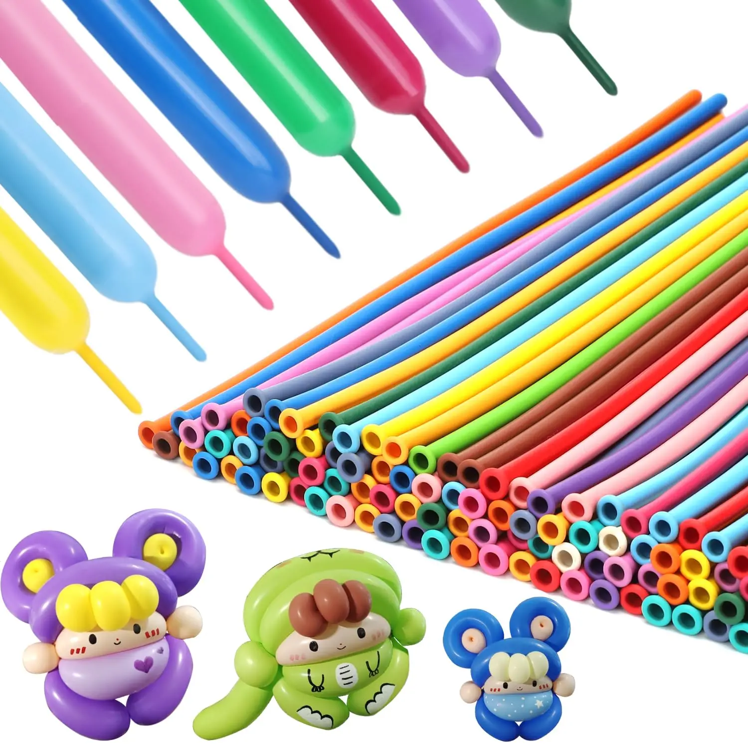 100pcs 260q Long Skinny Balloons Rainbow Twisting Animal Assorted Color Thickening Latex Modeling Magic For Balloon Garland Diy Birthday Weddings Christmas Party Decorations
