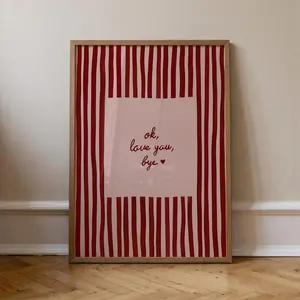 Ok Love You Bye Print, Olivia Dean Lyric Wall Art, Striped Entryway Poster (Unframed)