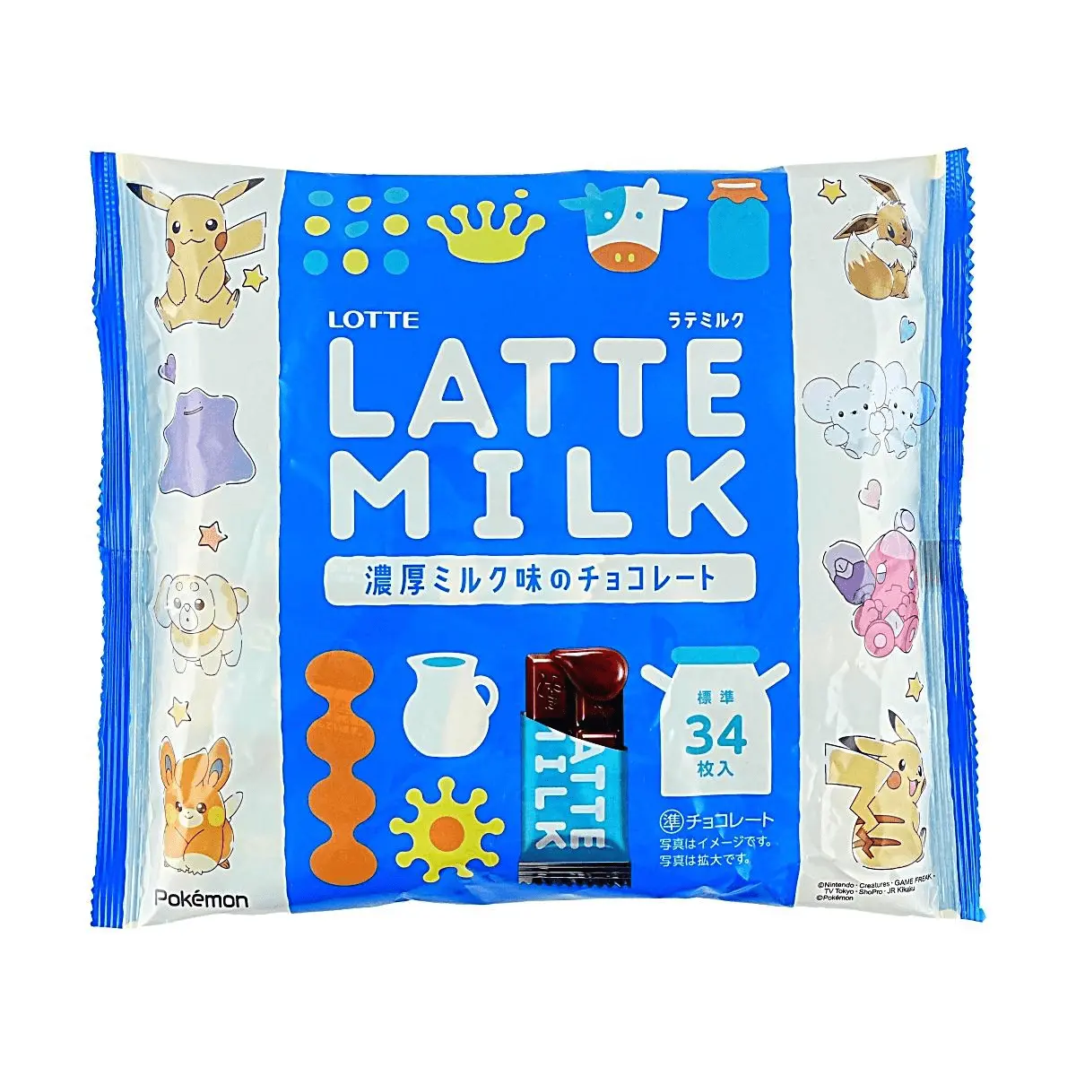 LOTTE Pokemon Milk Latte Chocolate 135g - Korean Snack, Limited Edition Collaboration
