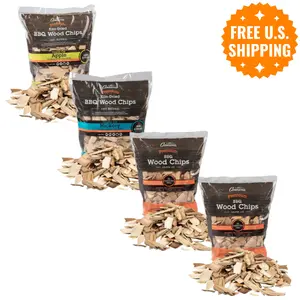 Wood Chip 4-Pack: Apple, Hickory, Cherry & Pecan BBQ Smoking Chips - 260 Cubic Inch Bag Each - Free U.S. Shipping