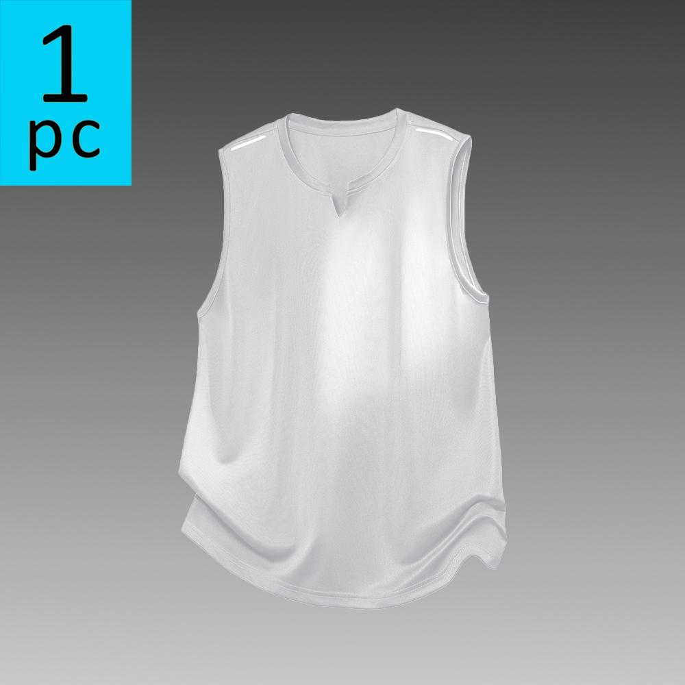 1 piece men’s sleeveless vest for summer—thin, breathable, quick-dry sports T-shirt ; available in multiple colors; men’s vest for fitness training and running; suitable for everyday casual wear. Tops