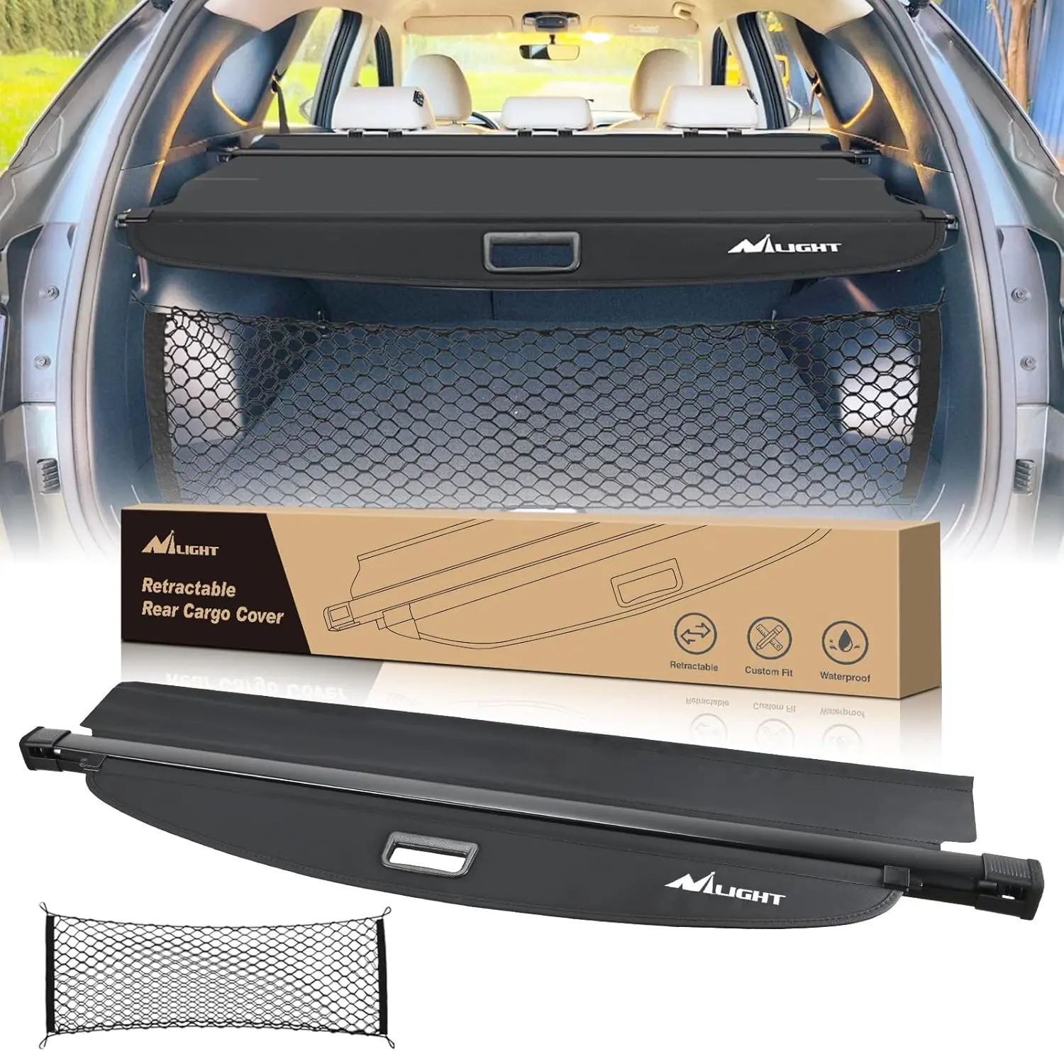 Nilight Retractable Cargo Cover - Vehicle & Car Accessories, Privacy Security Shield Shade for Hyundai Tucson 2021-2025, Rear Trunk Cover with Trunk Storage Net, Vehicle Accessories, Accessories For Car