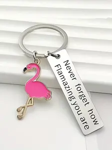 Inspirational Flamingo Stainless Steel Keychain, Creative Gift Pendant, Graduation Gift, Workplace Encouragement, Bag Decor, Decoration, Keychain for Bags