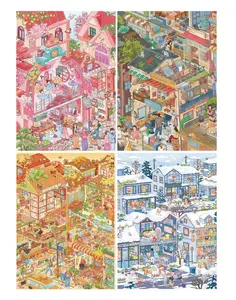 Free Tweezers Street Sence Stickers Four Pieces Town Series Landscape Stickers Set  4-Pack Memerial Town & Good morning small town & Twilight Town & Paper Town DIY 3D Scenes Sticker 4 Cute Miniature Scenes Large Size for Journaling, Scrapbooking & Crafts