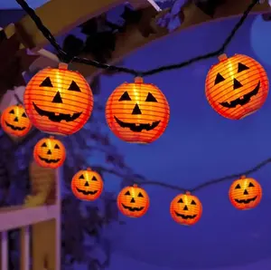 8.5Ft Pumpkin Lantern String Lights - 10 Mini Jack O'Lanterns, Connectable Orange Lights for Halloween Indoor/Outdoor Party Patio Decor Doratale