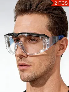 2/10pcs Safety Goggles, Anti-Impact Anti-Splash, Clear Lens, Anti-Scratch, Comfortable Frame, Eye Protection, Lab, Construction, Cycling
