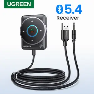 UGREEN Bluetooth 5.4 Aux Car Adapter, [Enhanced Connection & Noise Cancellation], Bluetooth Aux Receiver with Nylon Braided Cable, Plug & Play for Car Music/Hands-Free Calls/Stereo Audio