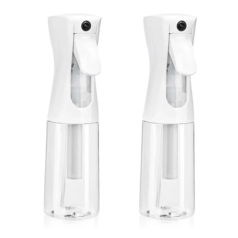 2 Count Continuous Spray Bottle - Ultra Fine Mist Water Sprayer for Hair, Home Cleaning, Plants, Salons - 200ml / 6.7oz Empty Spray Bottle (Clear)