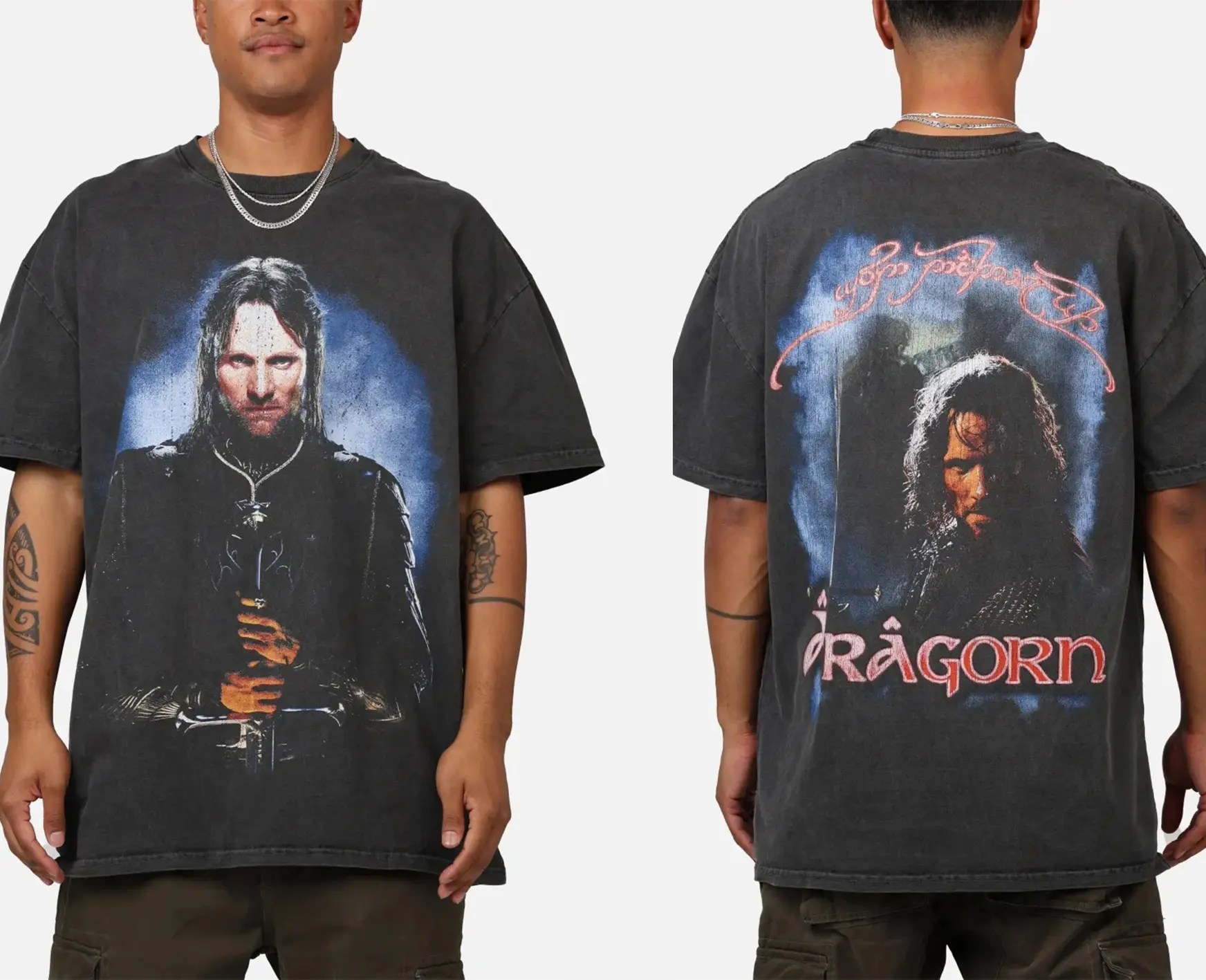 Aragorn LOTR Lord of The Rings Vintage 2 Sides Shirt - Unisex Retro Cotton Tee Sweatshirt Hoodie Menswear Womenswear Soft Top