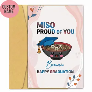 Cute Graduation Card – “MISO Proud of You” Custom Name Card 🍜💙