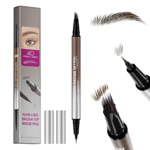 Eyebrow Pencils for Women,  4D Dual-Ended Brow Pen, Angled Square Tip + Ultra-Fine Brush Tip, Waterproof Smudge-Proof, Natural Hair-Like Strokes, Brown (Medium Brown)
