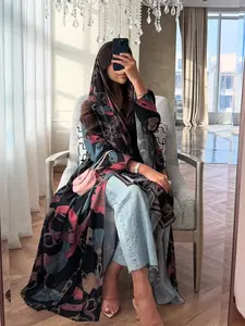 Women's Lightweight Floral Print Abaya Set with Hijab, Elegant Casual Islamic Clothing for All Seasons, Perfect for Daily Wear