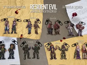 Resident Evil Side Character 3" Keyrings || Rebecca, Billy, Barry, William Birkin, HUNK, Carlos, Steve, Ashfords, Acrylic Keychain Perfect for keys, bags, or as a gift