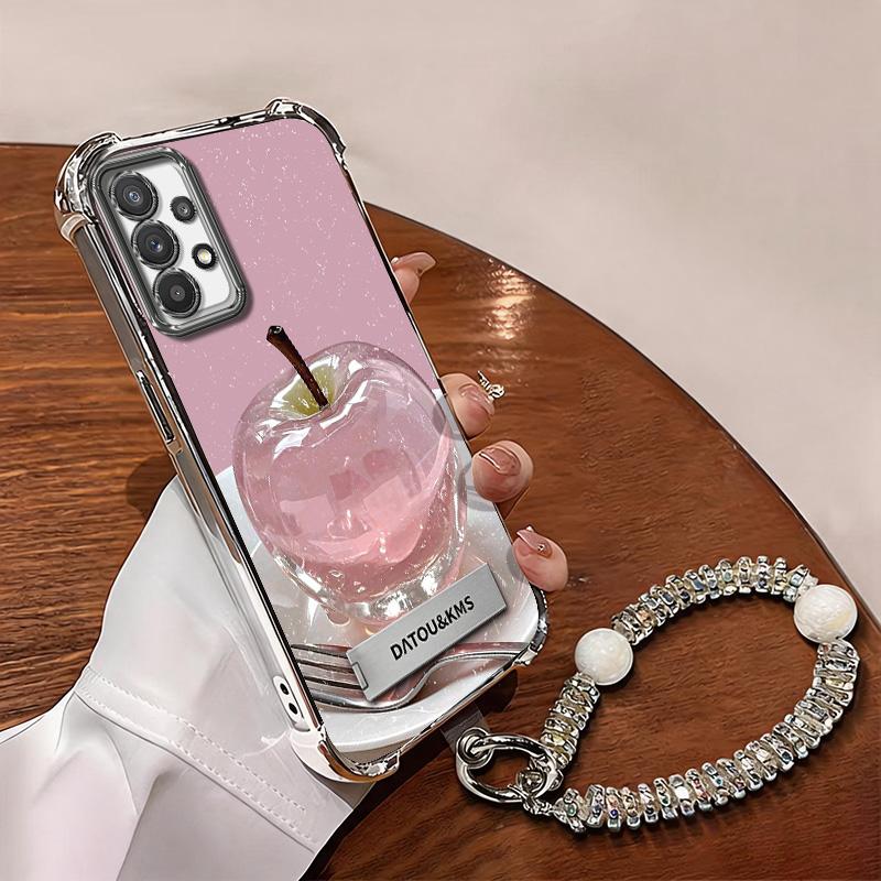 Suitable for [Galaxy A32 5g] Latest high-end phone case,Features a Cute Pink Apple Print Design—Soft TPU and Reinforced Silicone Case.YM99