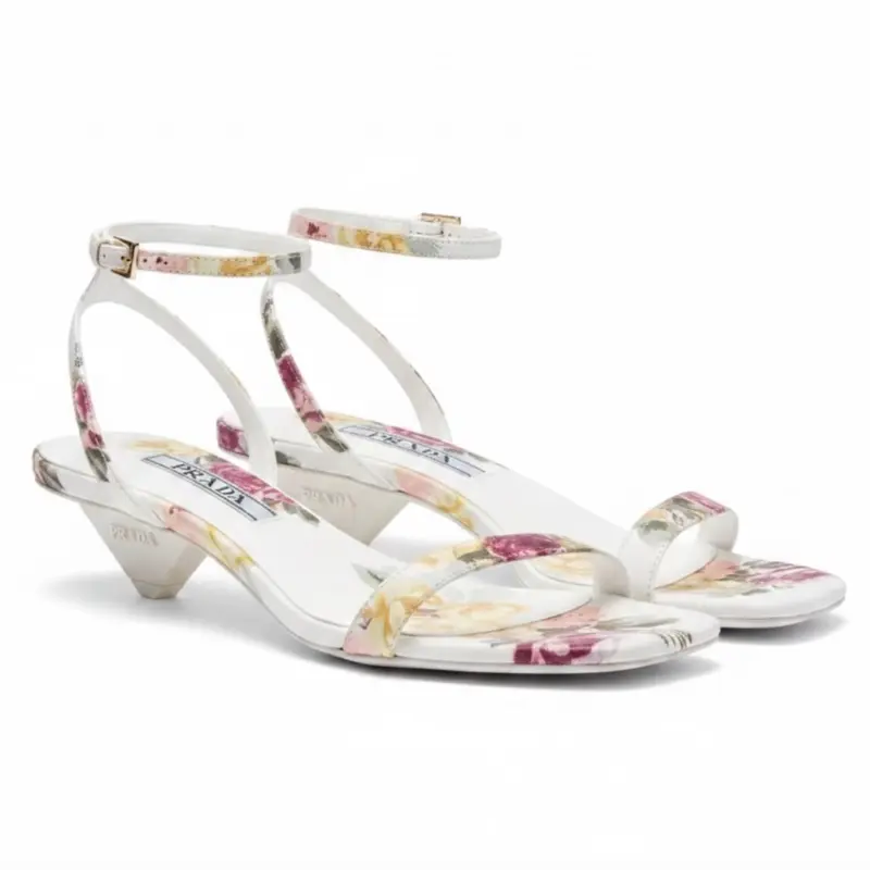 Prada Floral-Print Satin sandals Size 39.5