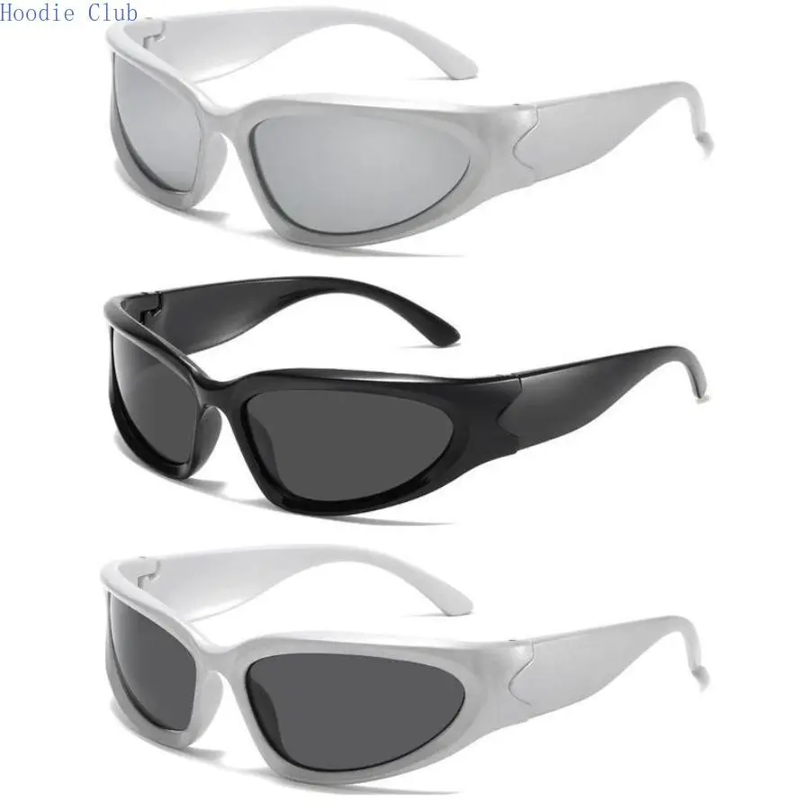 3-Pack Y2K Futuristic Oval Sports Sunglasses for Men, Cyberpunk Wrap-Around Alien Bug Eye UV400 Shades, Aesthetic Streetwear Eyewear for Raves & Daily Fashion Use