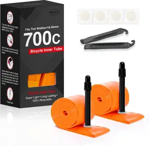 2-Pack TPU 700C×18-32C Bike Inner Tube, Ultralight (ALLRoad & Gravel) Bike Tube with 45mm/65mm/85mm Presta Valves for Road Bike (Include Bike Tube Patch Repair Kit)
