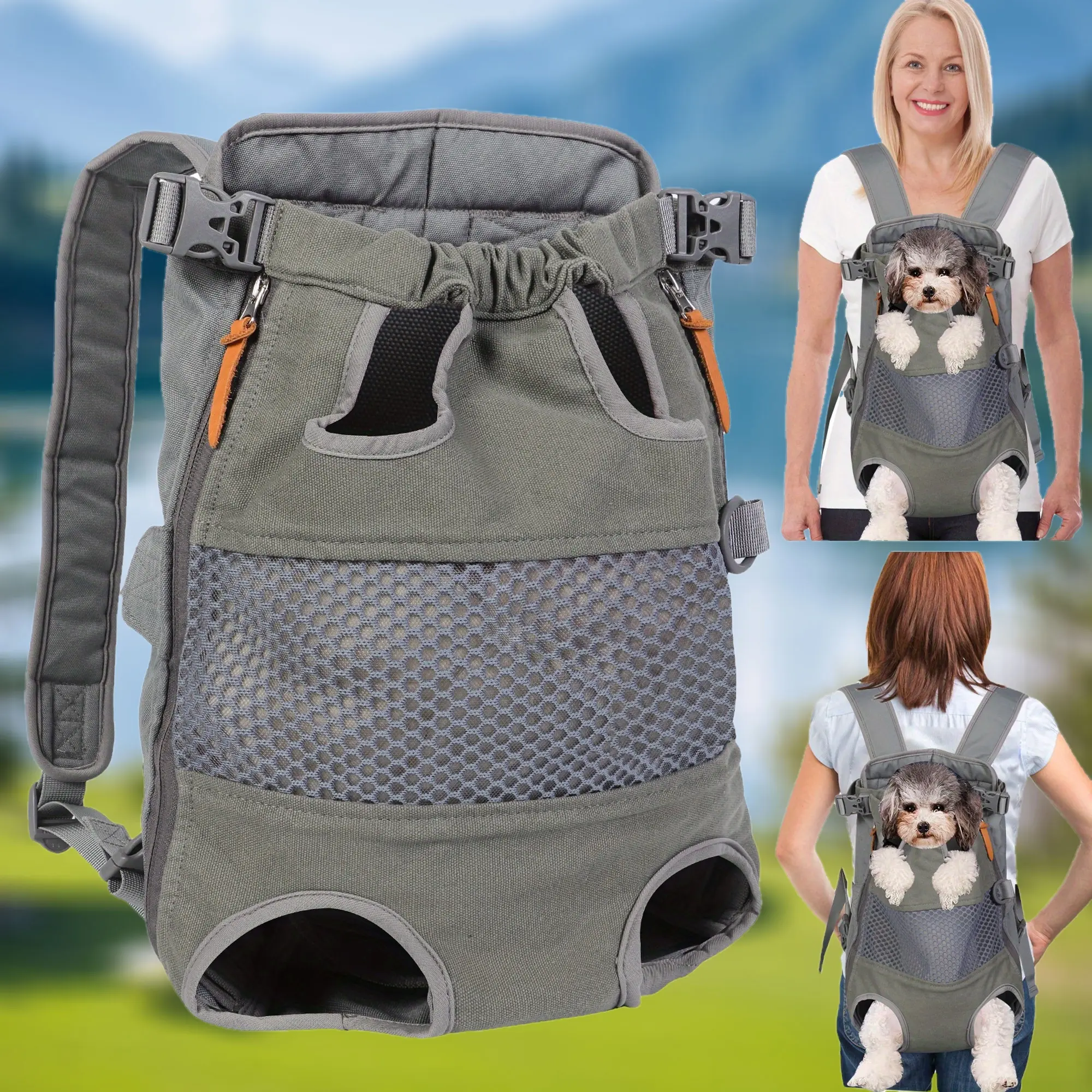 Polyester Dog Carrier Backpack - Outdoor Travel Design with Legs-Out Front-Facing Feature, Airline-Approved for Small, Medium, Large Dogs & Puppies