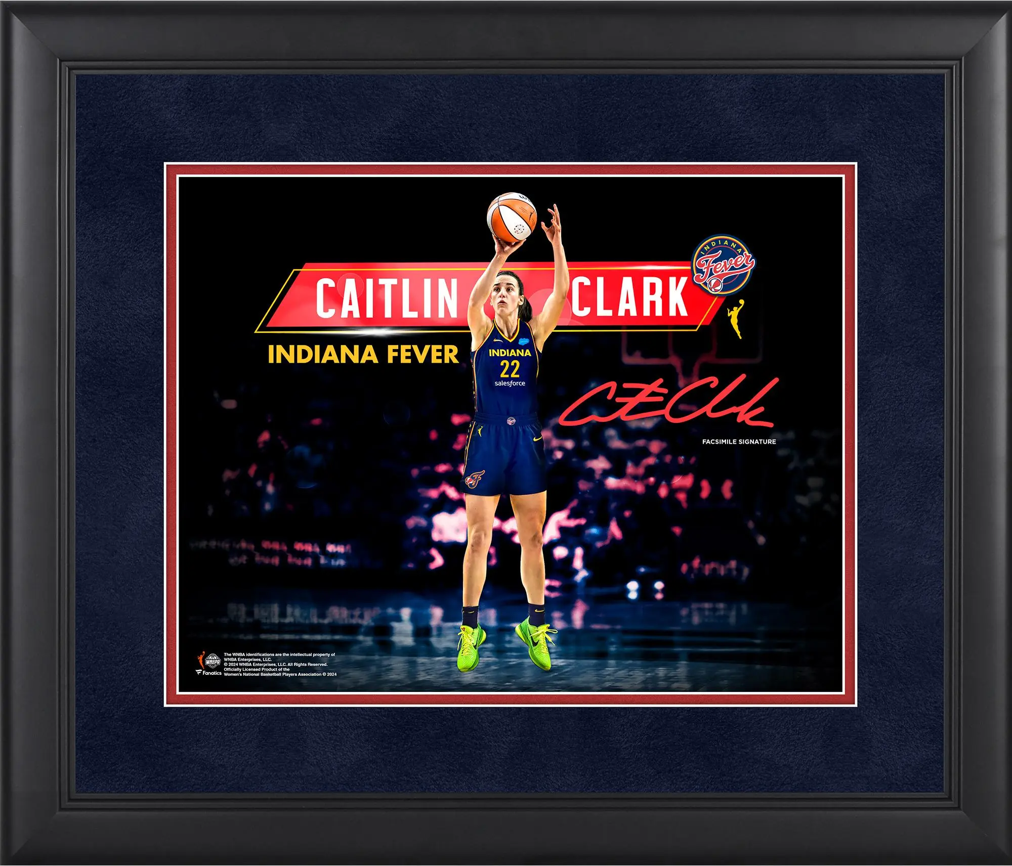 Caitlin Clark Indiana Fever Framed 11" x 14" Spotlight Photograph - Facsimile Signature - WNBA Memorabilia