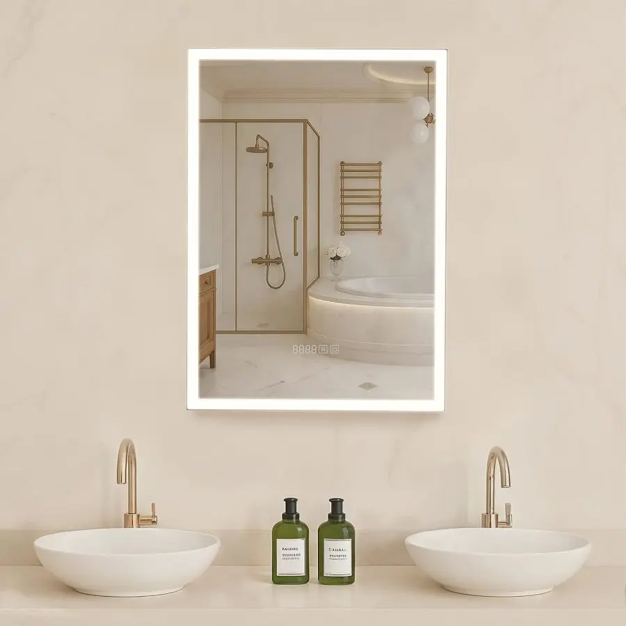 VEVOR Lighted Medicine Cabinet with Mirror, 20x28 in Recessed/Wall Mount, 3-Color Dimmable LED Lights, Sensor-Activated, Adjustable Shelf, Memory Defog, Space-Saving Bathroom Storage Cabinet