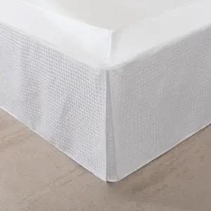 Full Bed Skirt, Wrap Around Bed Skirt with Pleated Corner, 18 Inch Drop Pleated Waffle Weave Bedskirts, Anti-Slip, Microfiber, White, 18'' Full