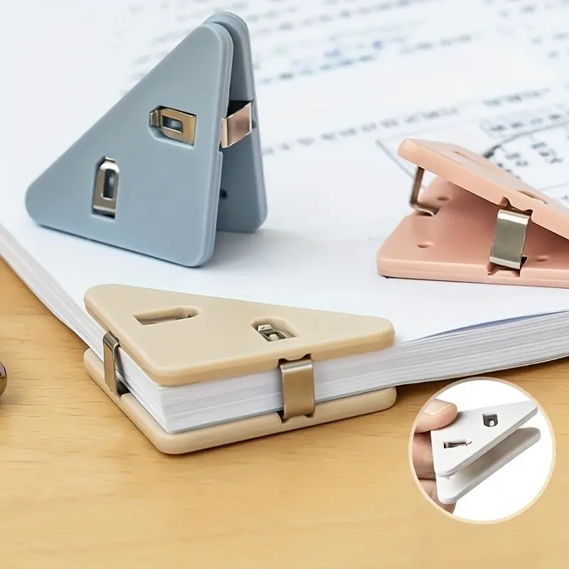12pcs Triangular Ring Binders, Document Binder, Multifunctional Plastic Paper Clips for Office and School, Office Stationery Supplies, Office Accessories, Multiple Colors, Large Capacity File Organizer, Life Binder