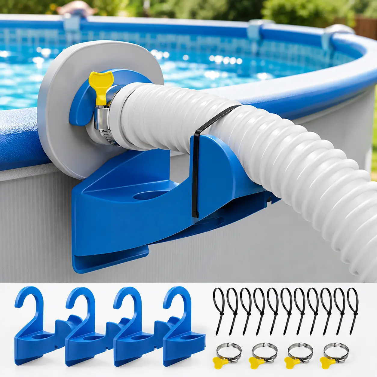 Swimming Pool Pipe Holder, Pool Hose Support Bracket for Above Ground Pools, Anti-Sag Hose Stabilizer, Easy-Install Pool Maintenance Accessory
