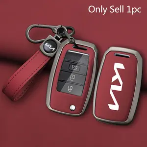 Zinc Alloy Car Key Case Cover Key Bag Shell Holder Keychain Car Key Protector For Kia Rio 3 K2 Ceed Cerato K3 Sportage 4 Picanto K5 Optima Sorento Forte Stinger 2017 2018 Auto Key Protection Accessories