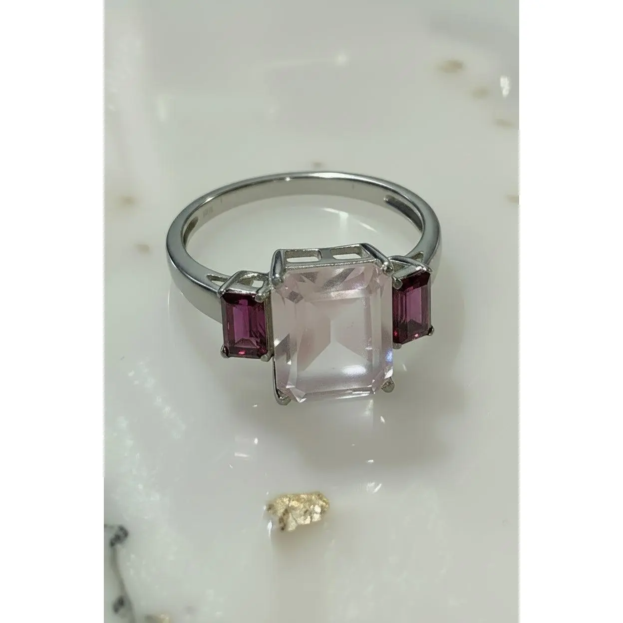 Rose Quartz & Rhodolite Ring