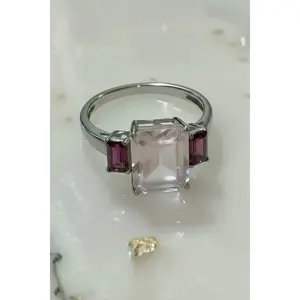 Rose Quartz & Rhodolite Ring