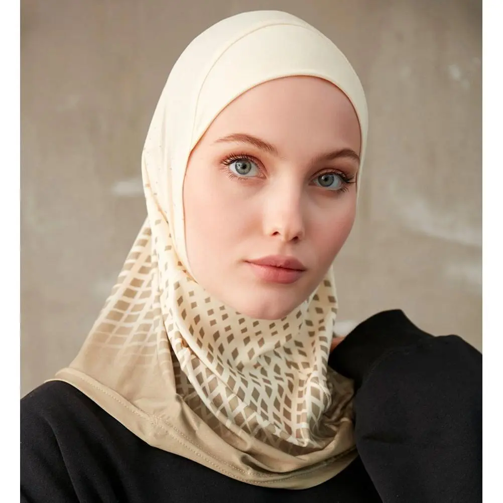 Modefa One Piece Instant Sports Hijab - Ombré Diamond -Cream
