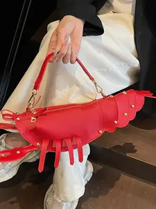 1pc  Funny lobster shaped crossbody bag with soft and cute three-dimensional design, zipper closure with a playful touch, paired with a small skirt, super energetic, high return rate, women's crossbody bag Crossbody Shoulder Bags