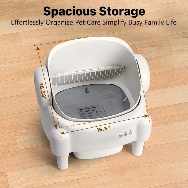 ECORUI Self-Cleaning Cat Litter Box Open Top Automatic with App Control for Multiple Cats Safety Sensors Odor Control Cream White Large Waste Bin Includes 2 Liners