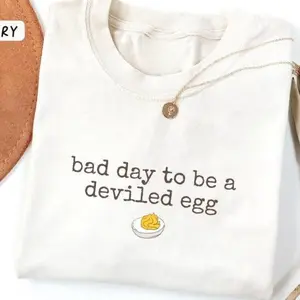 Comfort Color Bad Day To Be A Deviled Egg TShirt, Funny Thanksgiving Dinner TShirt, Sarcastic Friendsgiving Food Humor Tee, For Men & Women, Full Sizes, Full Colors