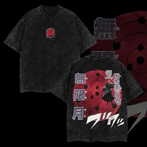 Uchiha Madara The Infinite Tsukuyomi Naruto Shippuden Retro Vintage Unisex Oversize Anime Manga Acid Washed Heavyweight Cotton T-shirt, Anime Merch, Gift For Anime Fan, Weeaboo.
