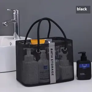 Small Handheld Mesh Drainage Bath Bag, Swimming Fitness Storage Bag, Bathroom Essentials Organizer, Foldable Portable Carry Bag