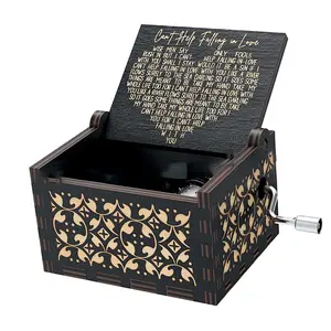 Can't Help Falling in Love Music Box, Vintage Wooden Musical Box with Drawer, Creative Anniversary Gift for Lovers, Boyfriend, Girlfriend, Husband, Wife, Decor