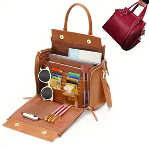 Versatile Crossbody Bags for Women Leather Satchel Shoulder Medium Purse Travel Work Tote Bags for Business Travel Women's PU Leather Adjustable Strap Zipper stylish Crossbody Bag women creative classic handbags Handbag with Compartments