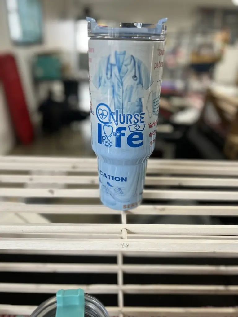 Nurse Life 40 oz Tumbler - Blue Ombre Design, Ideal for Nursing and Hydration - Bottle, Drinkware