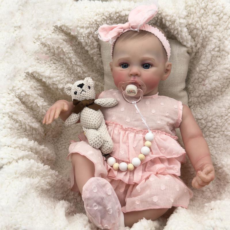 Reborn Baby Dolls Girl 19 inch Cloth Weighted Body Silicone Reborn Toddler Doll Awake Lifelike Dolls That Look Real Child Toys with Outfit doll