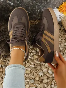 2026 Trendy Patchwork Retro Lace-Up Lightweight Sports Casual Big Size Shoes, Casual Walking Sneakers, Anti-Slip Sole, Commute School Weekend