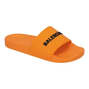 Pre-owned Balenciaga Men's Balenciaga Logo Pool Slide Orange by Rebag