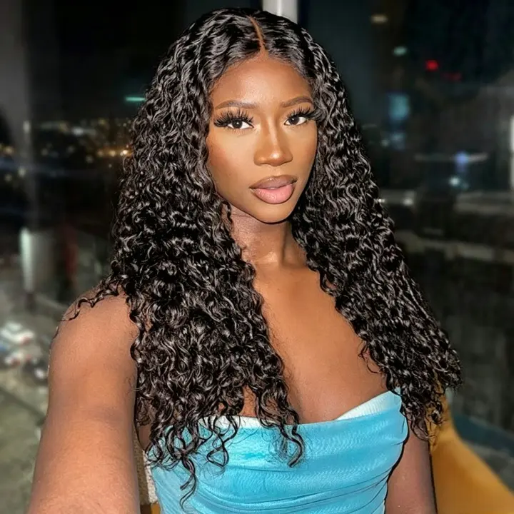CindiRiver Water Wave Wig 100% Human Hair Pre-Cut 5x5 Lace Closure and Wear Go Glueless Human Hair Wig  280% Density Natural Hairline Pre-Bleached Knots Elastic Non Slip 3 Size Adjustable Beginner Friendly #SummerWins#DealsForYouDays