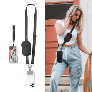 Universal Phone Crossbody Strap with Mini Purse, Adjustable Nylon Lanyard with Strong Phone Tab, Multi-Functional Cell Phone Holder Strap for Daily Use & Travel.Summer Style