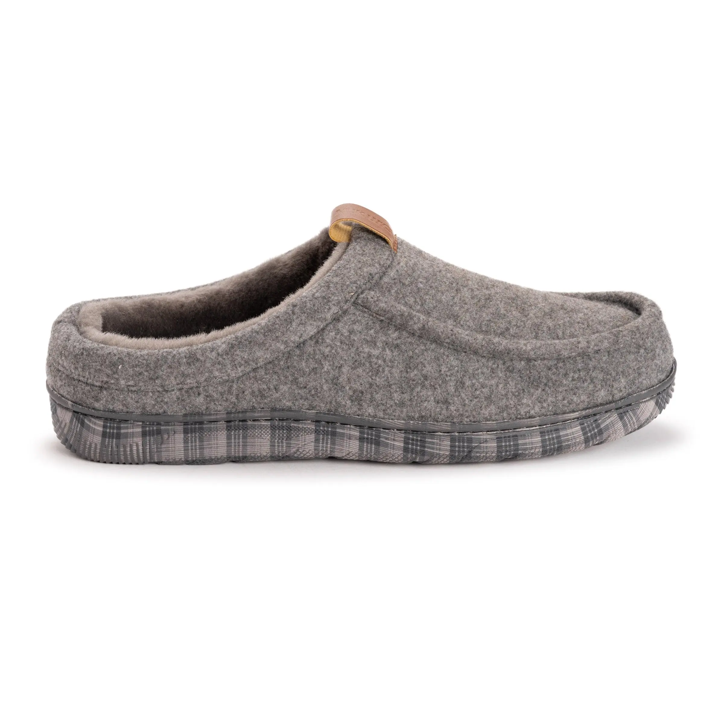 Muk Luks Men's Soft Faux Boiled Wool Slip-On Clog Slippers - Casual Shoe & Slide Footwear with Memory Foam Insole, Faux Shearling Lining, Durable Indoor-Outdoor Sole