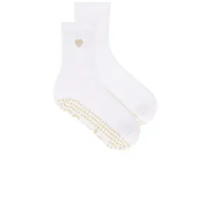 Souls. Beige Heart Grip Socks in White